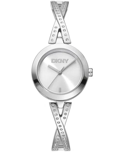 Dkny Women's Half Bangle Quartz Stainless Steel Watch 26mm In Metallic