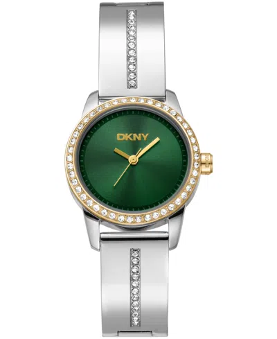 Dkny Women's Half Bangle Quartz Two-tone Stainless Steel Watch 28mm In Metallic