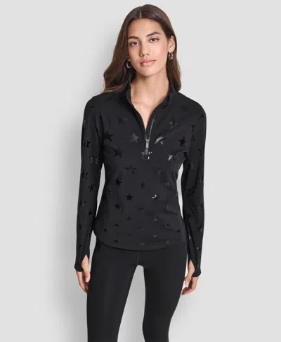 Dkny Women's Half Zip Pull-on Sweatshirt In Black