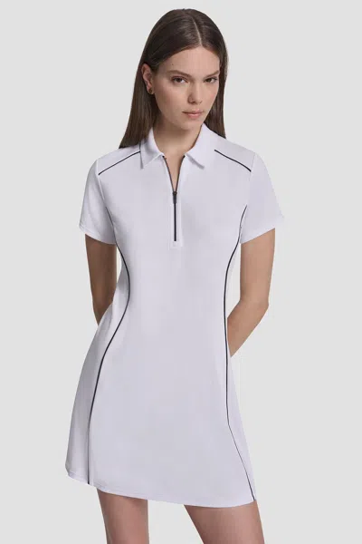 Dkny Women's Half-zip Polo Dress With Contrast Piping In Multi