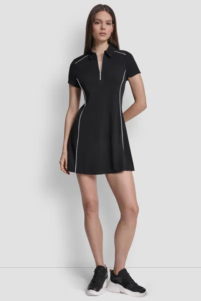 Dkny Women's Half-zip Polo Dress With Contrast Piping In Multi