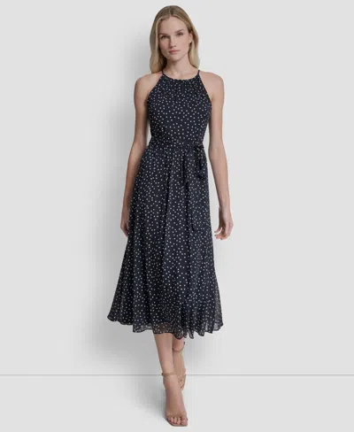 Dkny Women's Halter Fit And Flare Sleeveless Maxi Dress In Black