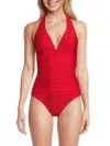 DKNY WOMEN'S HALTER ONE PIECE SWIMSUIT