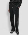 Dkny Women's Hd Embroidery Logo Slit Track Pants In Black