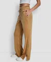 Dkny Women's Hd Embroidery Logo Slit Track Pants In Brown