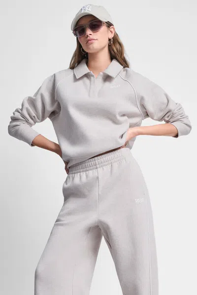 Dkny Women's Hd Logo Track Polo Sweatshirt In Gray