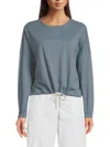 Dkny Women's Heathered Cotton Sweatshirt In Blue Fog