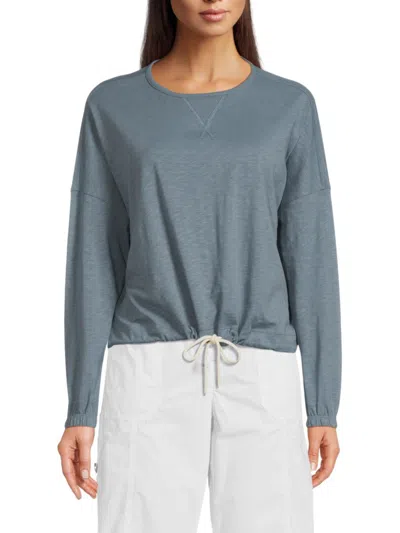 Dkny Women's Heathered Cotton Sweatshirt In Blue Fog