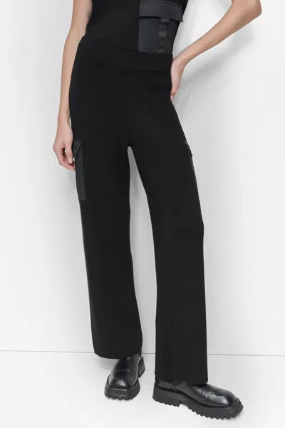 Dkny Women's High-rise Cargo Sweater Pants In Black