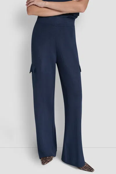 Dkny Women's High Rise Cargo Sweater Pants In Blue