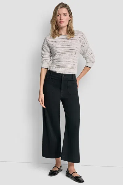 Dkny Women's High-rise Cropped Wide Leg Pants In Black