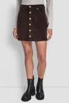 Dkny Women's High-rise Faux Crushed Corduroy Button-front Mini Skirt In Brown