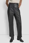 Dkny Women's High-rise Faux Leather Straight-leg Pants In Black