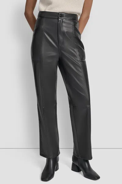 Dkny Women's High-rise Faux Leather Straight-leg Pants In Black