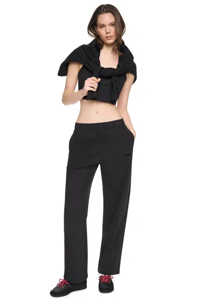 Dkny Women's High Rise Flocked Logo Relaxed Pants In Black
