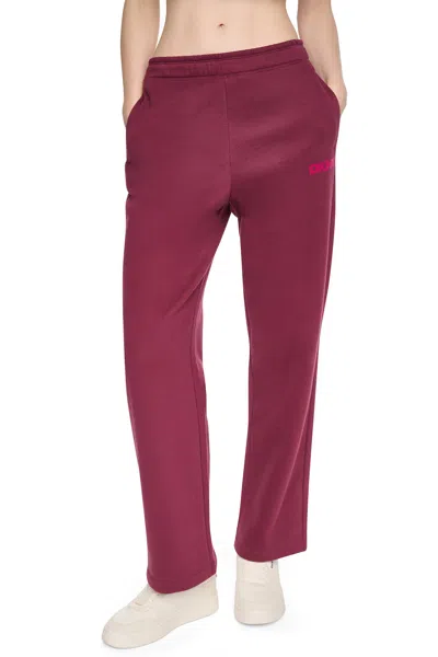 Dkny Women's High Rise Flocked Logo Relaxed Pants In Burgundy