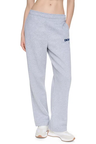 Dkny Women's High Rise Flocked Logo Relaxed Pants In Gray