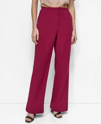 Dkny Women's High Rise Front-zip Flared-leg Pants