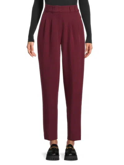 Dkny Women's High Rise Pleated Cropped Pants In Cabernet