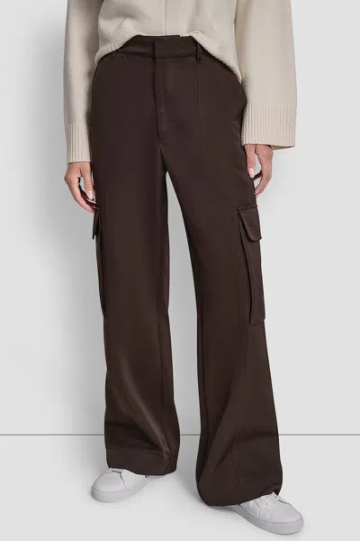 Dkny Women's High-rise Satin Wide-leg Cargo Pants In Brown