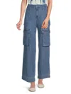 Dkny Women's High Rise Straight Cargo Jeans In Blue