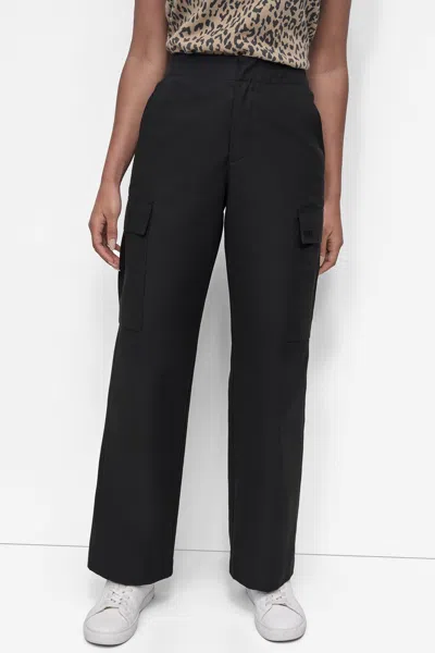 Dkny Women's High-rise Straight-leg Cargo Pants In Black