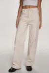 Dkny Women's High-rise Tailored Wide Leg Jean In White