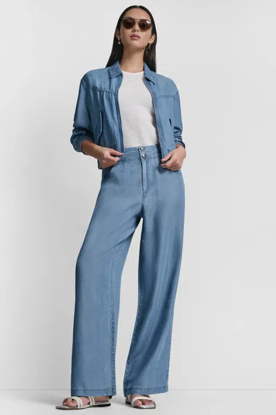 Dkny Women's High-rise Tencel Wide-leg Trouser Jean In Blue