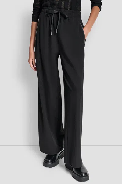 Dkny Women's High-rise Wide Leg Pants In Black
