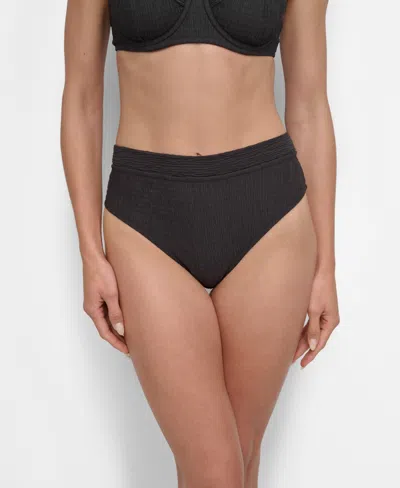Dkny Women's High Waist Bikini Bottoms In Black Texture