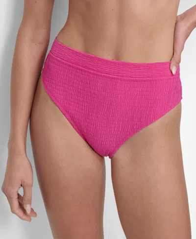 Dkny Women's High Waist Bikini Bottoms In Wildberry Texture