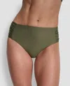Dkny Women's High-waist Side-shirred Bikini Bottoms In Green