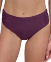Dkny Women's High-waist Side-shirred Bikini Bottoms In Port