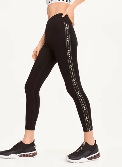 Dkny Women's High Waisted Logo Taping Leggings In Sunny Lime