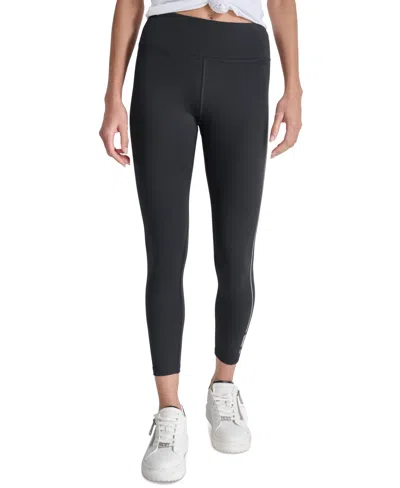 Dkny Women's High-waisted Rhinestone-trim Leggings In Black