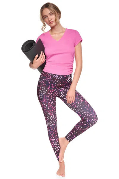 Dkny Women's High-rise 7/8 Length Printed Leggings In Pink