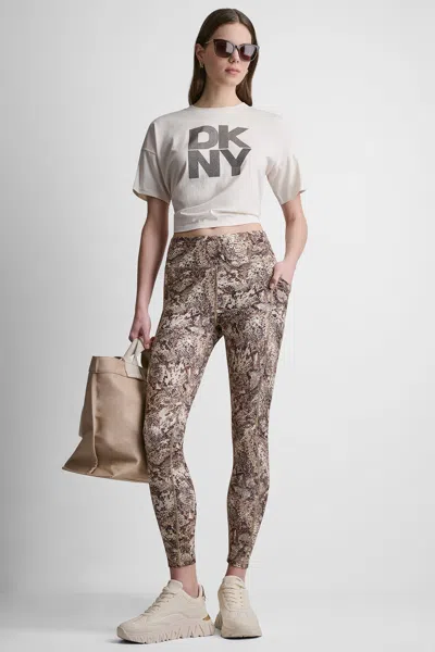 Dkny Women's High-rise 7/8 Printed Legging In Brown