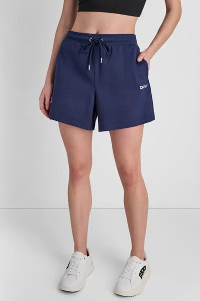 Dkny Women's High-rise Logo Sweat Shorts In Blue