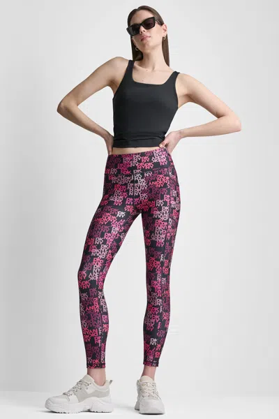 Dkny Women's High-rise Logo-jacquard 7/8-length Elevate Legging In Multi