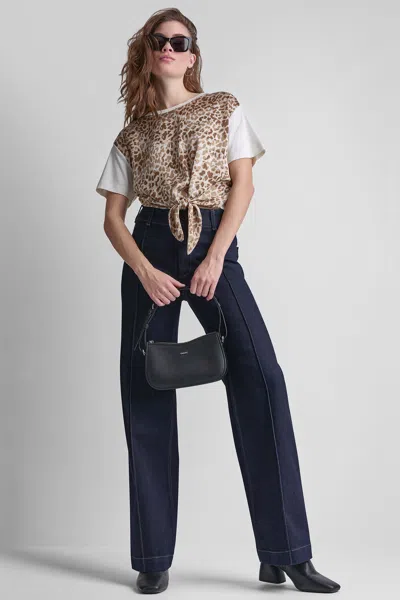 Dkny Women's High-rise Pintucked Wide-leg Jean In Bankers Ink