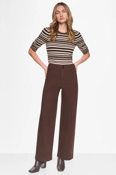 Dkny Women's High-rise Pintucked Wide-leg Jean In Brown