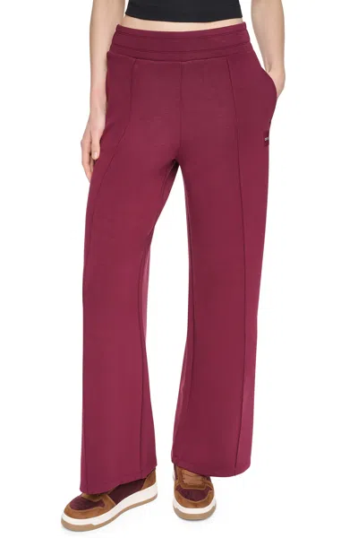 Dkny Women's High-rise Pintucked Wide-leg Pants In Burgundy