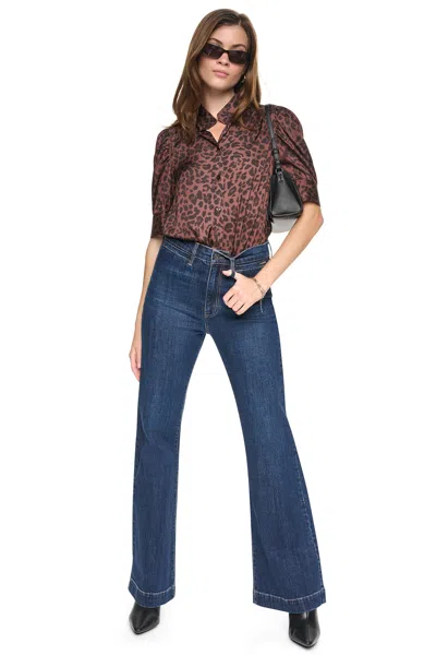 Dkny Women's High-rise Relaxed Flare Jean In Blue