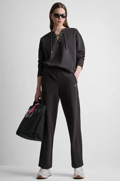 Dkny Women's High-rise Rib Track Pants In Black