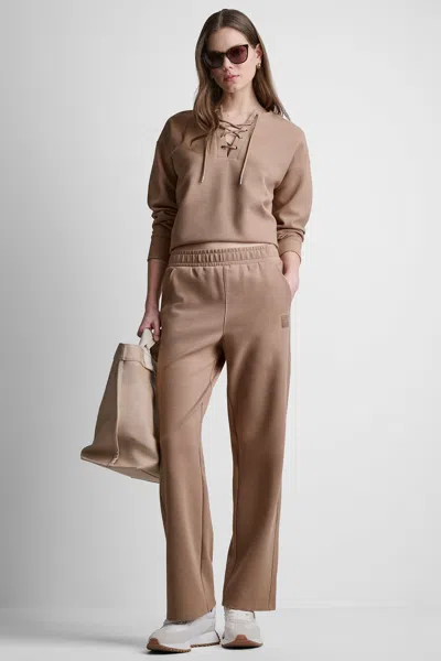 Dkny Women's High-rise Rib Track Pants In Brown