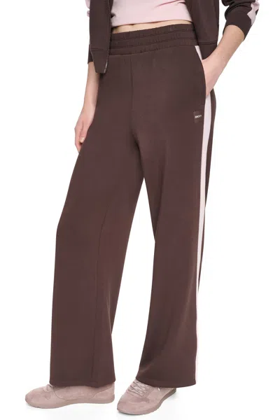Dkny Women's High-rise Side Stripe Wide-leg Pants In Brown