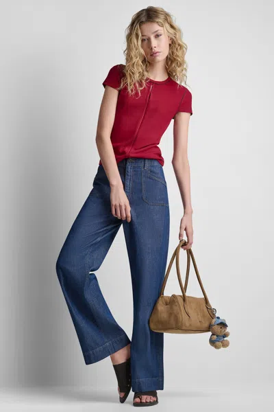 Dkny Women's High-rise Straight Leg Pants In Brown