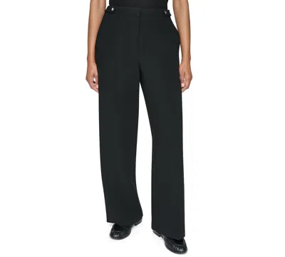 Dkny Women's High-rise Straight-leg Full-length Pants In Black