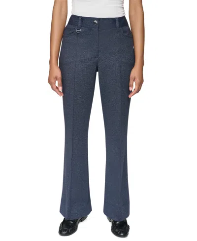Dkny Women's High-rise Straight-leg Full-length Pants In Blue