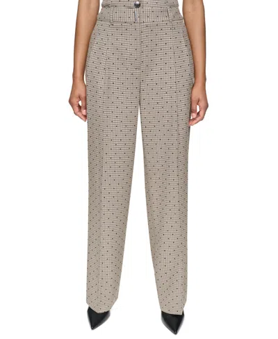 Dkny Women's High-rise Straight-leg Full-length Pants In Gray